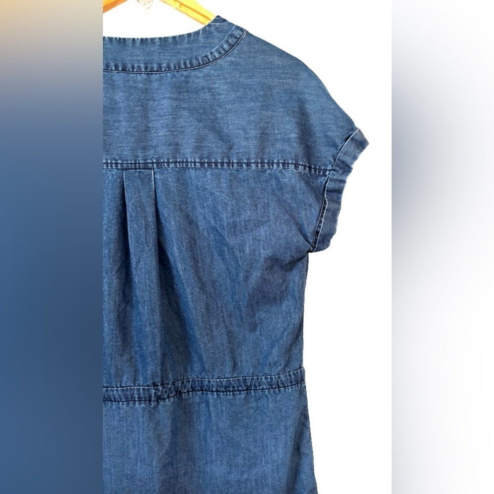 PAIGE Haidee blue cottn/tencel blnd chmbry frng hem mini drss SZ S coastal - Picture 12 of 14